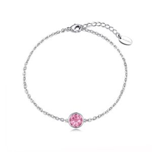 Pink Crystal Anklet Created with Zircondia® Crystals