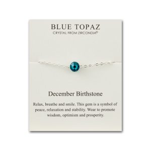 December (Blue Topaz) Birthstone Anklet Created with Zircondia® Crystals