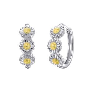 Triple Daisy Hoop Earrings