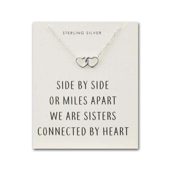 Sterling Silver Sister Heart Link Necklace with Quote Card