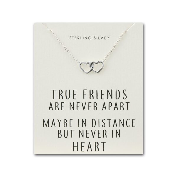 Sterling Silver True Friends Heart Link Necklace with Quote Card