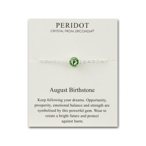 August (Peridot) Birthstone Anklet Created with Zircondia® Crystals