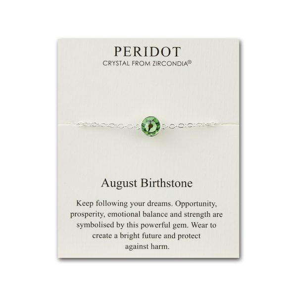 August (Peridot) Birthstone Anklet Created with Zircondia® Crystals