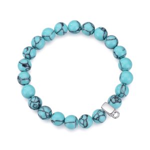 Synthetic Turquoise Gemstone Charm Stretch Bracelet