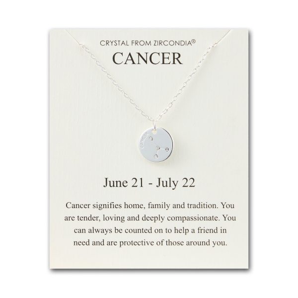 Cancer Zodiac Star Sign Disc Necklace Created with Zircondia® Crystals