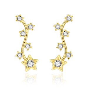 Gold Plated Star Climber Earrings Created with Zircondia® Crystals