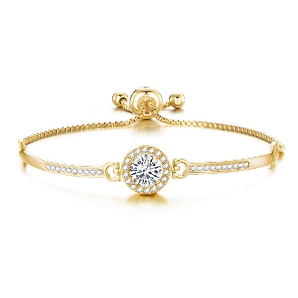 Gold Plated Halo Friendship Bracelet Created with Zircondia® Crystals