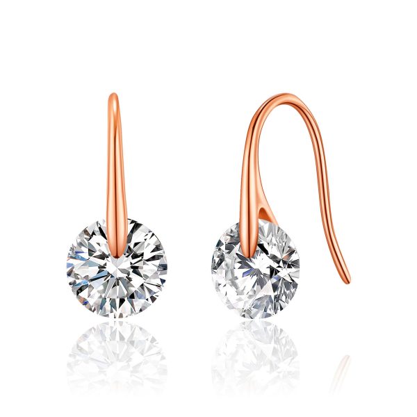 Rose Gold Plated Atlas Earrings Created with Zircondia® Crystals