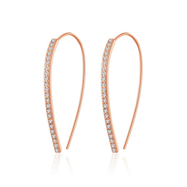 Rose Gold Plated Thread Earrings Created with Zircondia® Crystals