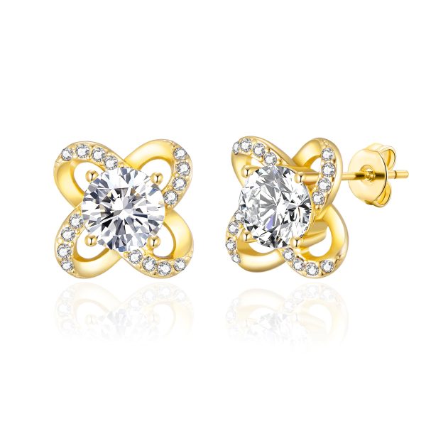 Gold Plated Orbit Earrings Created with Zircondia® Crystals