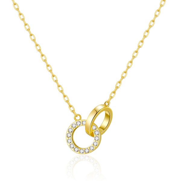 Gold Plated Circle Link Necklace Created with Zircondia® Crystals