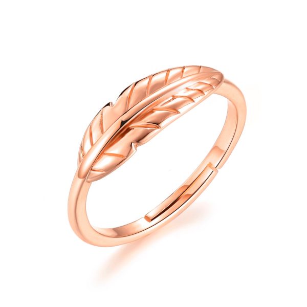 Rose Gold Plated Adjustable Feather Ring