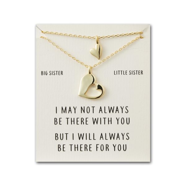 Gold Plated Big Sister Little Sister Piece of My Heart Necklace Set