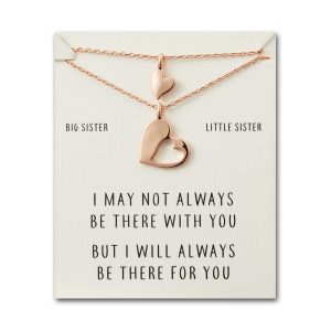 Rose Gold Plated Big Sister Little Sister Piece of My Heart Necklace Set