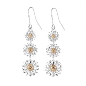 Triple Daisy Drop Earrings