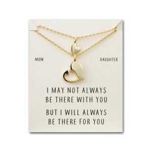 Gold Plated Mother Daughter Piece of My Heart Necklace Set