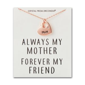 Rose Gold Plated Mum Heart Necklace with Quote Card Created with Zircondia® Crystals