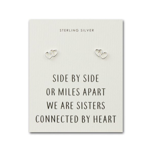 Sterling Silver Sister Heart Link Earrings with Quote Card