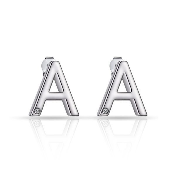 Initial Earrings Letter A Created with Zircondia® Crystals