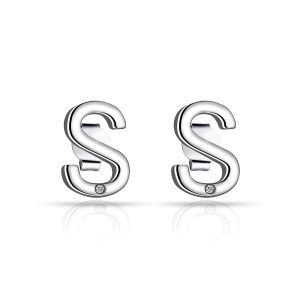 Initial Earrings Letter S Created with Zircondia® Crystals