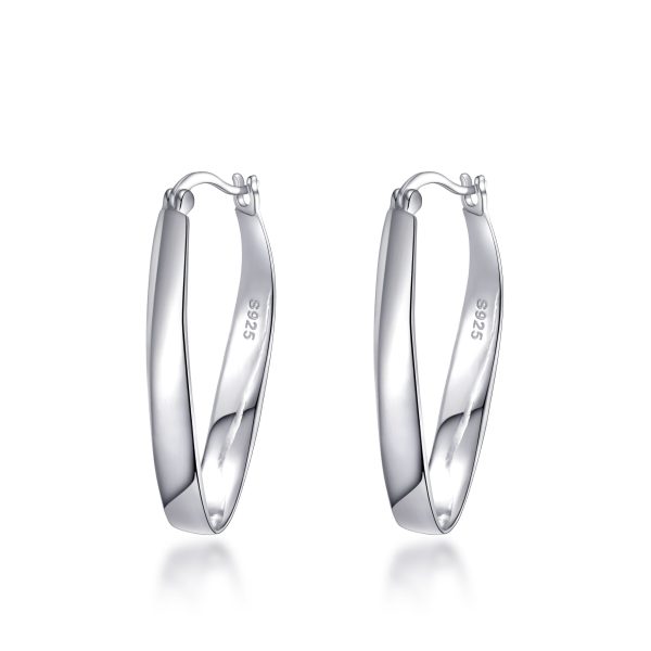 Sterling Silver 30mm Oval Hoop Earrings