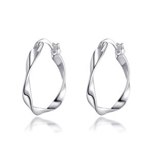 Sterling Silver Twist Hoop Earrings