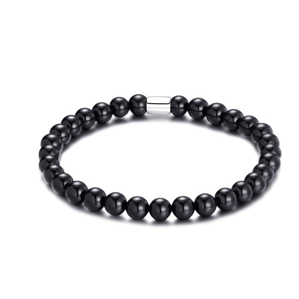 Black Onyx Gemstone Stretch Bracelet for Women