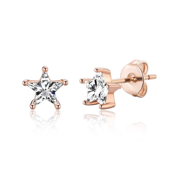 Rose Gold Plated Star Earrings Created with Zircondia® Crystals