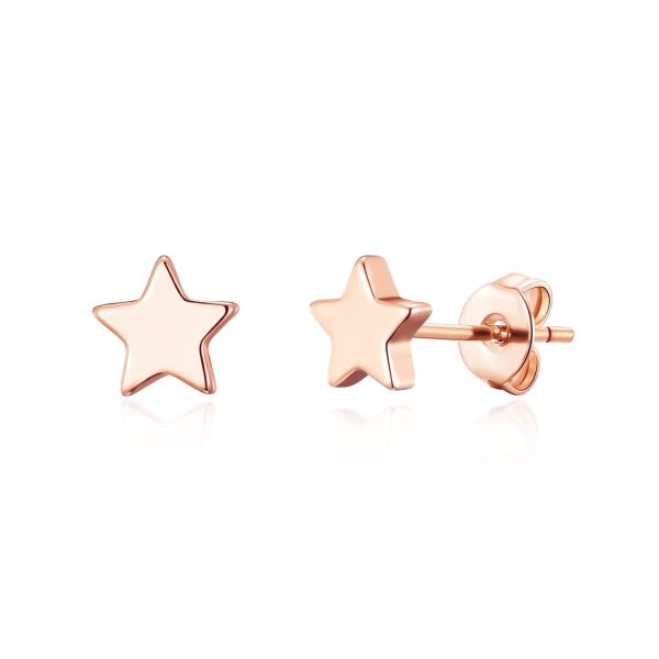 Rose Gold Plated Star Stud Earrings