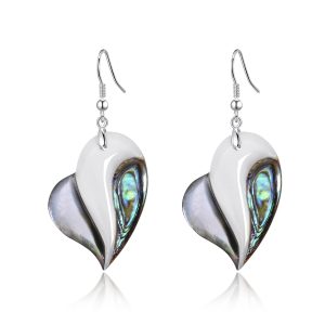 Abalone Shell Heart Drop Earrings