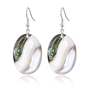 Abalone Shell Oval Drop Earrings