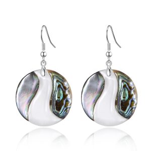 Abalone Shell Round Drop Earrings