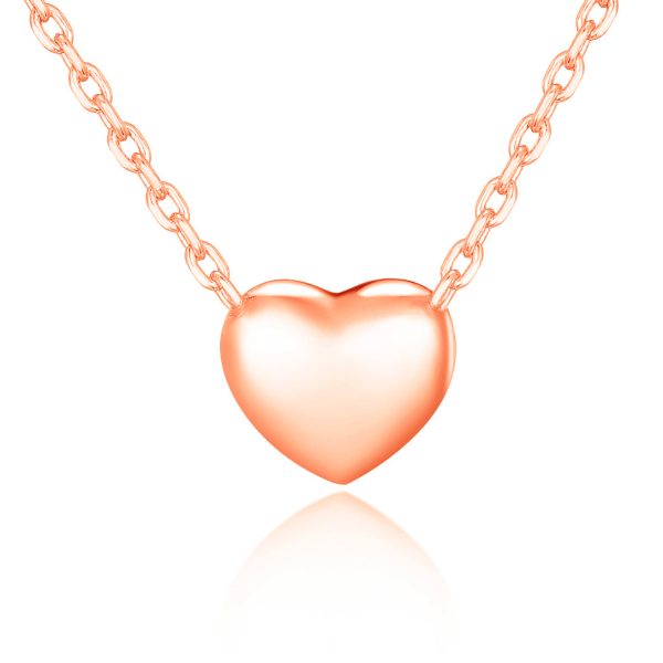 Rose Gold Plated Puffed Heart Necklace