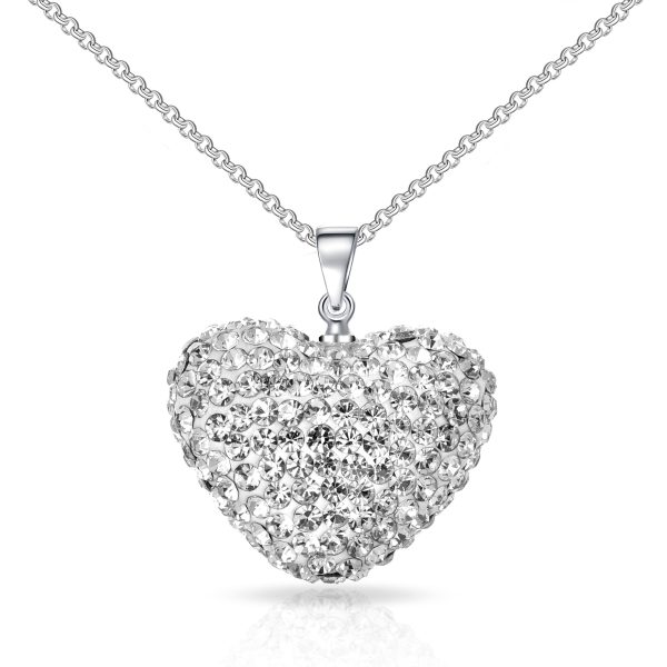 Pave Crystal Heart Necklace Created with Zircondia® Crystals