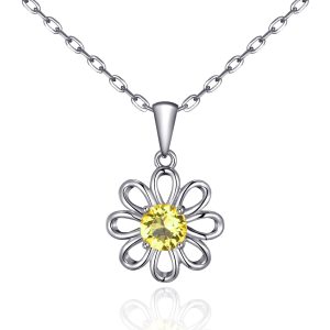 Daisy Necklace Created with Zircondia® Crystals