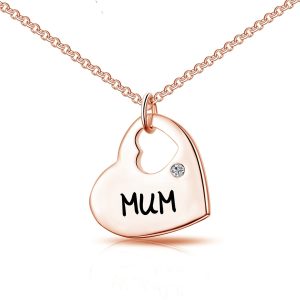 Rose Gold Plated Mum Heart Necklace Created with Zircondia® Crystals