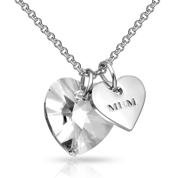 Mum Heart Necklace Created with Zircondia® Crystals