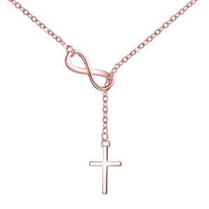 Rose Gold Plated Infinity with Cross Necklace