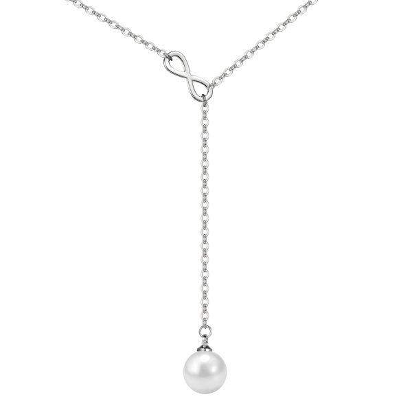 Rhodium Plated Infinity Pearl Necklace