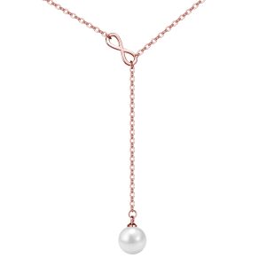 Rose Gold Plated Infinity Pearl Necklace