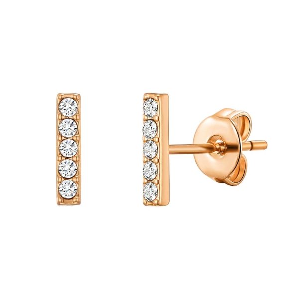 Rose Gold Plated Bar Earrings Created with Zircondia® Crystals