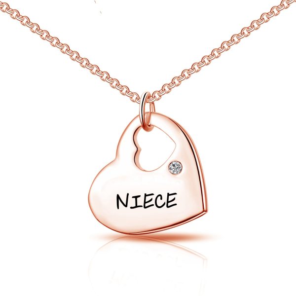 Rose Gold Niece Heart Necklace Created with Zircondia® Crystals