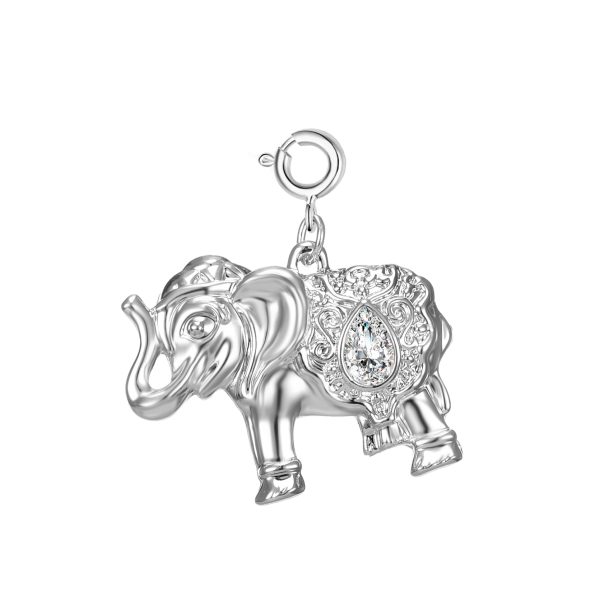 Elephant Charm Created with Zircondia® Crystals