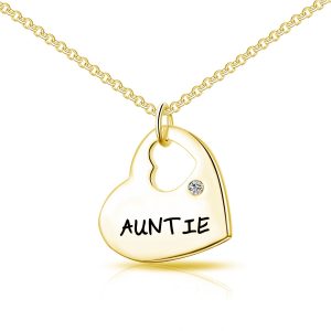 Gold Plated Auntie Heart Necklace Created with Zircondia® Crystals