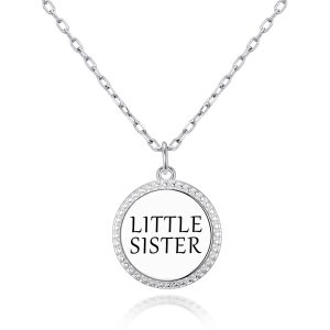 Silver Plated Filigree Disc Little Sister Necklace