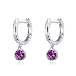 Purple Crystal Hoop Earrings Created with Zircondia® Crystals