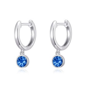 Dark Blue Crystal Hoop Earrings Created with Zircondia® Crystals