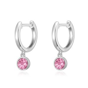 Pink Crystal Hoop Earrings Created with Zircondia® Crystals