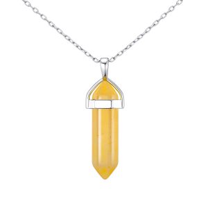 Yellow Quartz Genuine Gemstone Necklace