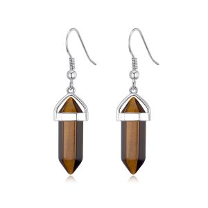 Tiger's Eye Gemstone Drop Earrings